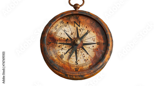 Rust-Colored Compass on Transparent Background PNG