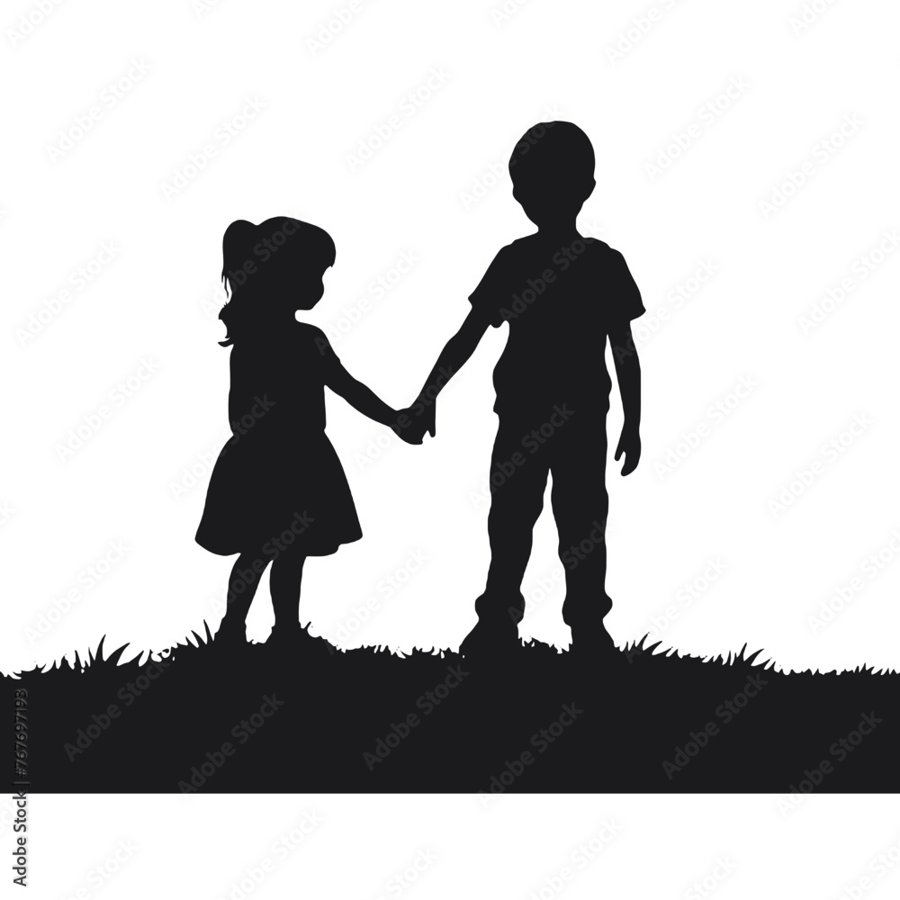 little girl and a little boy walking and holding hands little girl and a little boy walking and holding hands