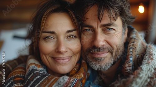 Smiling Middle-Aged Couple Poses for Camera