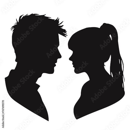 Male and female profile faces silhouette