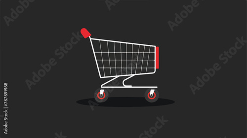 Shopping cart on black background flat vector 