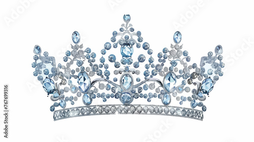 Silver crown with small diamonds. Vector illustration