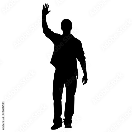 Man standing and waving with his hand Silhouette 