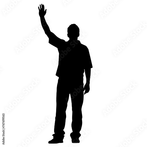 Man standing and waving with his hand Silhouette 