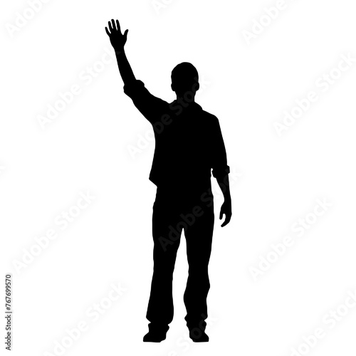 Man standing and waving with his hand Silhouette 