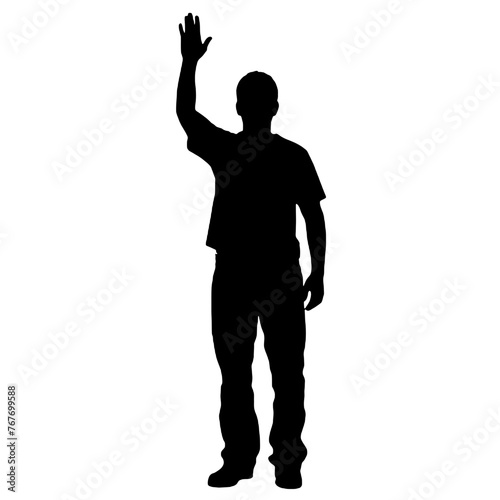 Man standing and waving with his hand Silhouette 