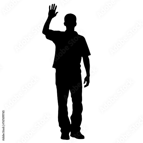 Man standing and waving with his hand Silhouette 