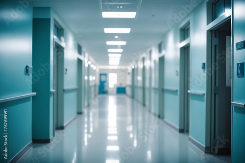 Blurred image background of corridor in hospital or clinic