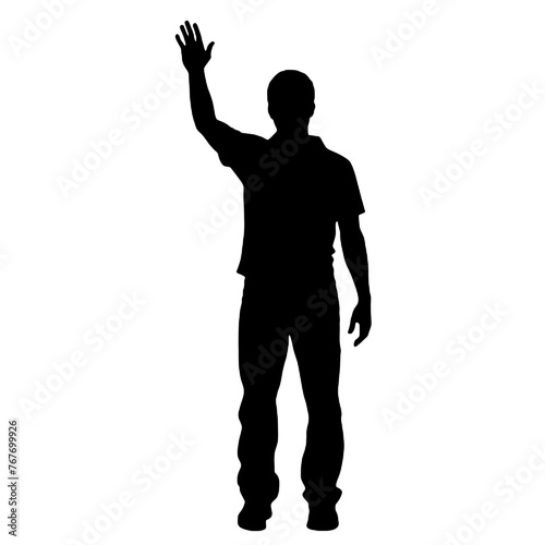 Man standing and waving with his hand Silhouette 