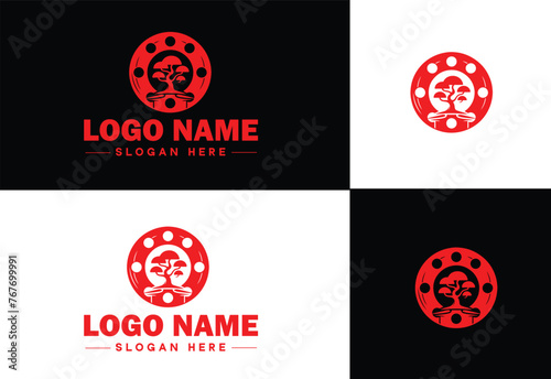 film reel logo icon vector for business brand app icon movie cinema theater video channel cinematography logo template