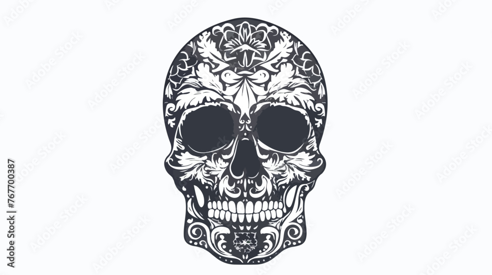 Skull with intricate floral patterns emerging