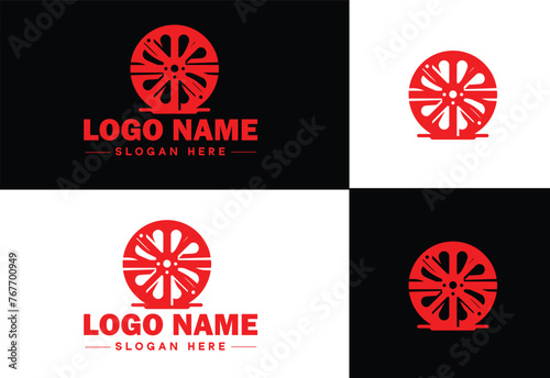 film reel logo icon vector for business brand app icon movie cinema theater video channel cinematography logo template