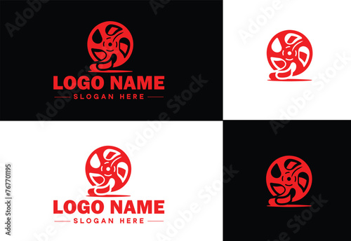 film reel logo icon vector for business brand app icon movie cinema theater video channel cinematography logo template