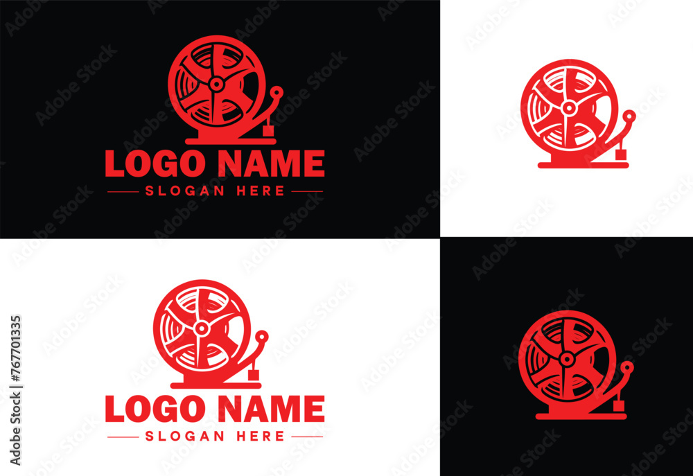 film reel logo icon vector for business brand app icon movie cinema theater video channel cinematography logo template