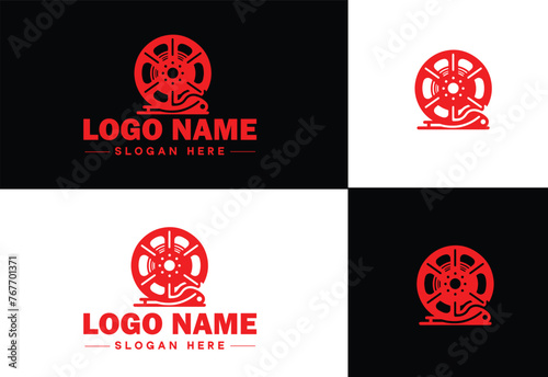 film reel logo icon vector for business brand app icon movie cinema theater video channel cinematography logo template