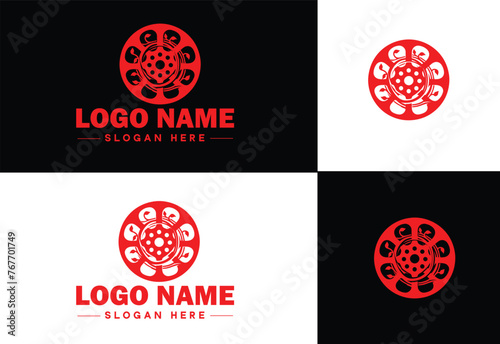 film reel logo icon vector for business brand app icon movie cinema theater video channel cinematography logo template