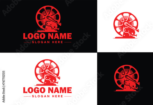 film reel logo icon vector for business brand app icon movie cinema theater video channel cinematography logo template