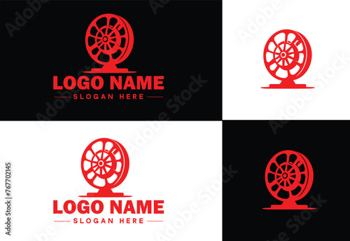 film reel logo icon vector for business brand app icon movie cinema theater video channel cinematography logo template