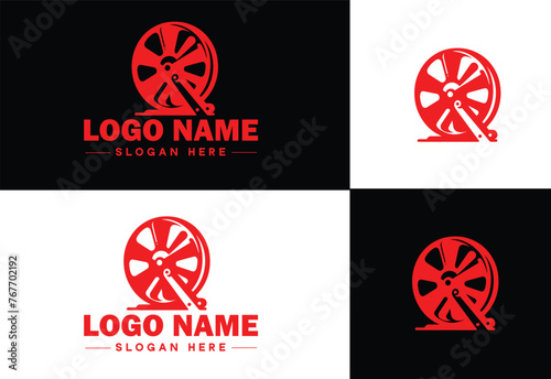 film reel logo icon vector for business brand app icon movie cinema theater video channel cinematography logo template