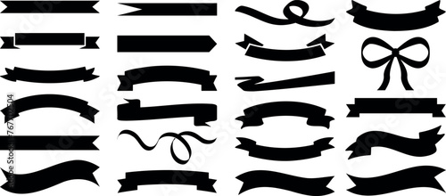 silhouette ribbon, banner vector collection