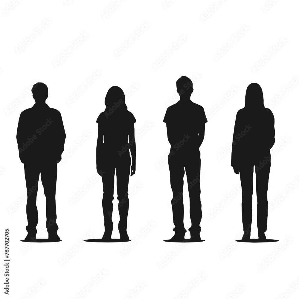 multiple business people standing silhouettes