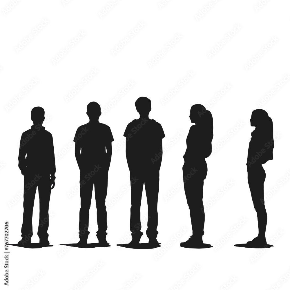 multiple business people standing silhouettes