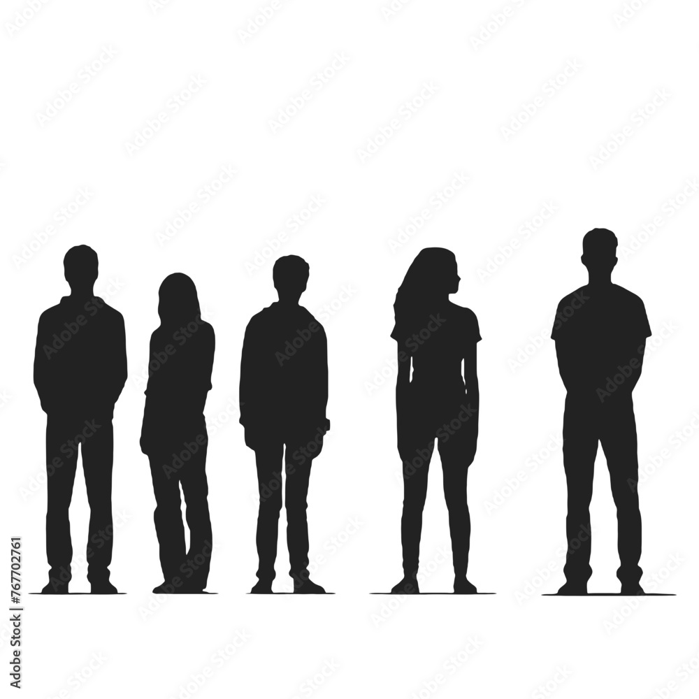 multiple business people standing silhouettes multiple business people standing silhouettes