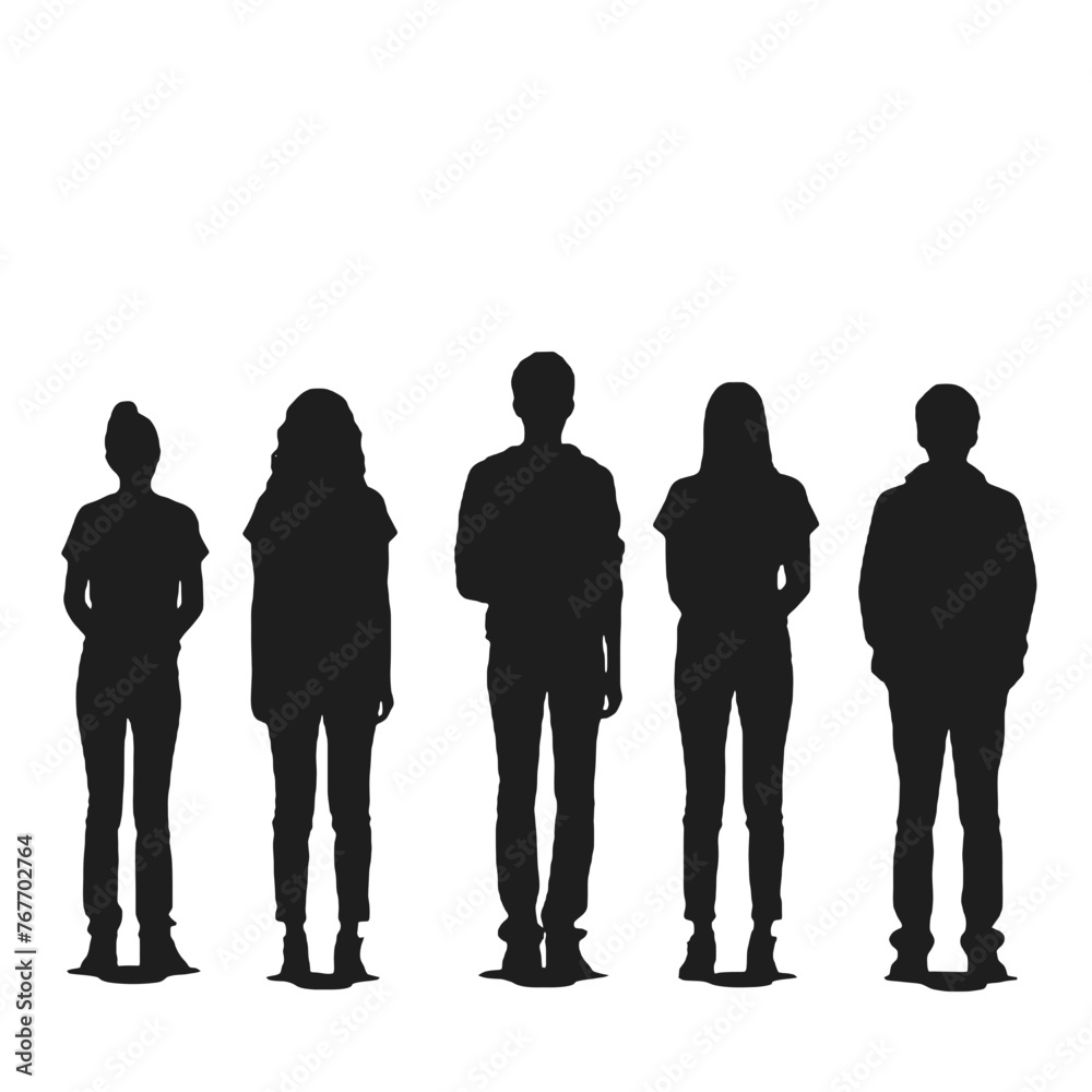 multiple business people standing silhouettes multiple business people standing silhouettes