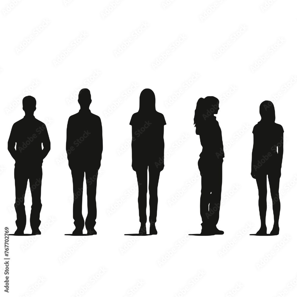 multiple business people standing silhouettes multiple business people standing silhouettes