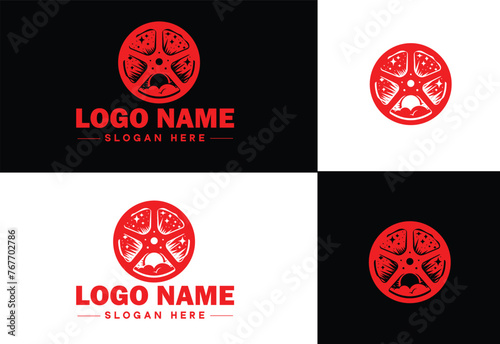 film reel logo icon vector for business brand app icon movie cinema theater video channel cinematography logo template