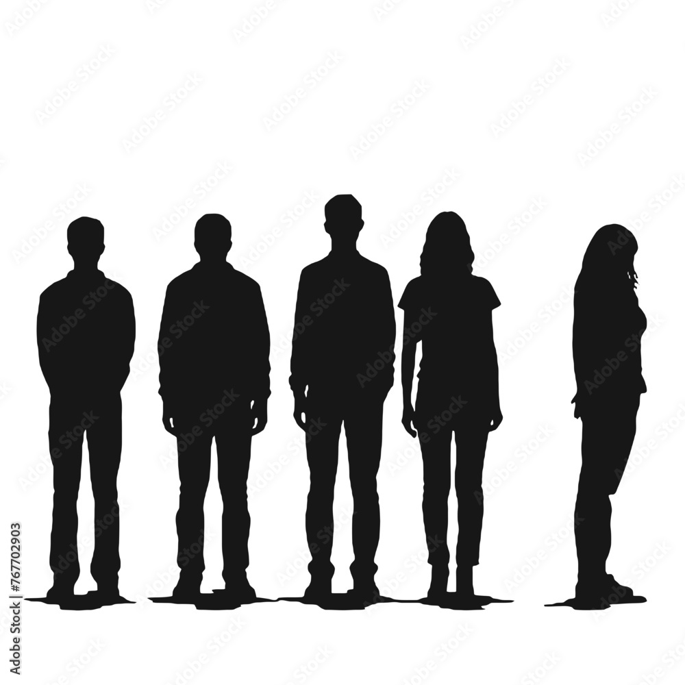 multiple business people standing silhouettes multiple business people standing silhouettes