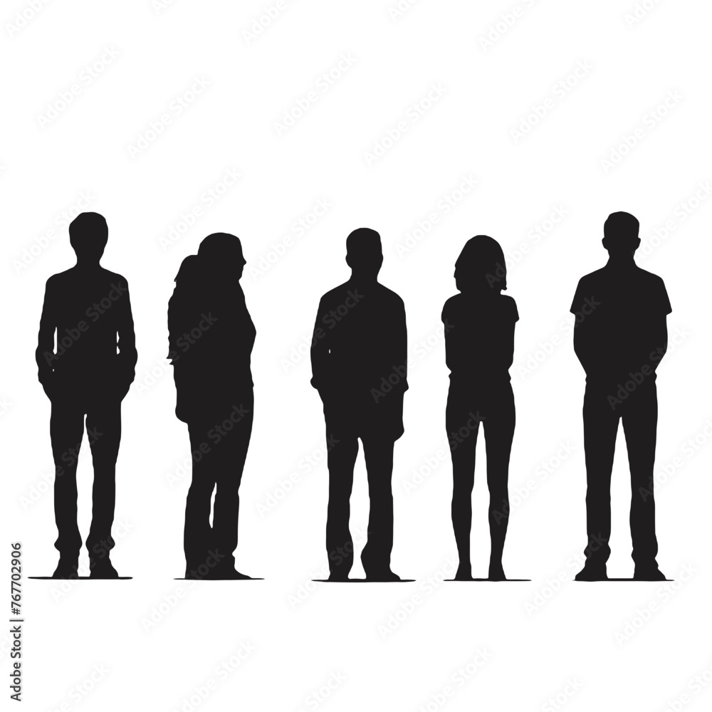 multiple business people standing silhouettes