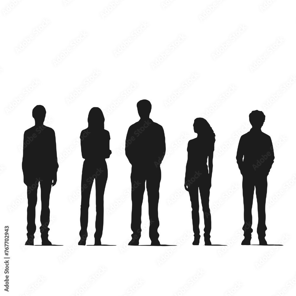 multiple business people standing silhouettes multiple business people standing silhouettes