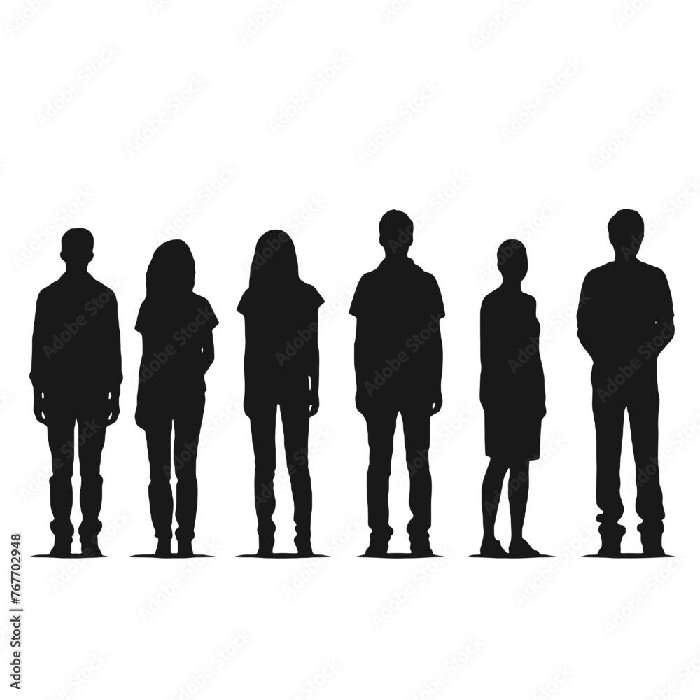 multiple business people standing silhouettes multiple business people standing silhouettes