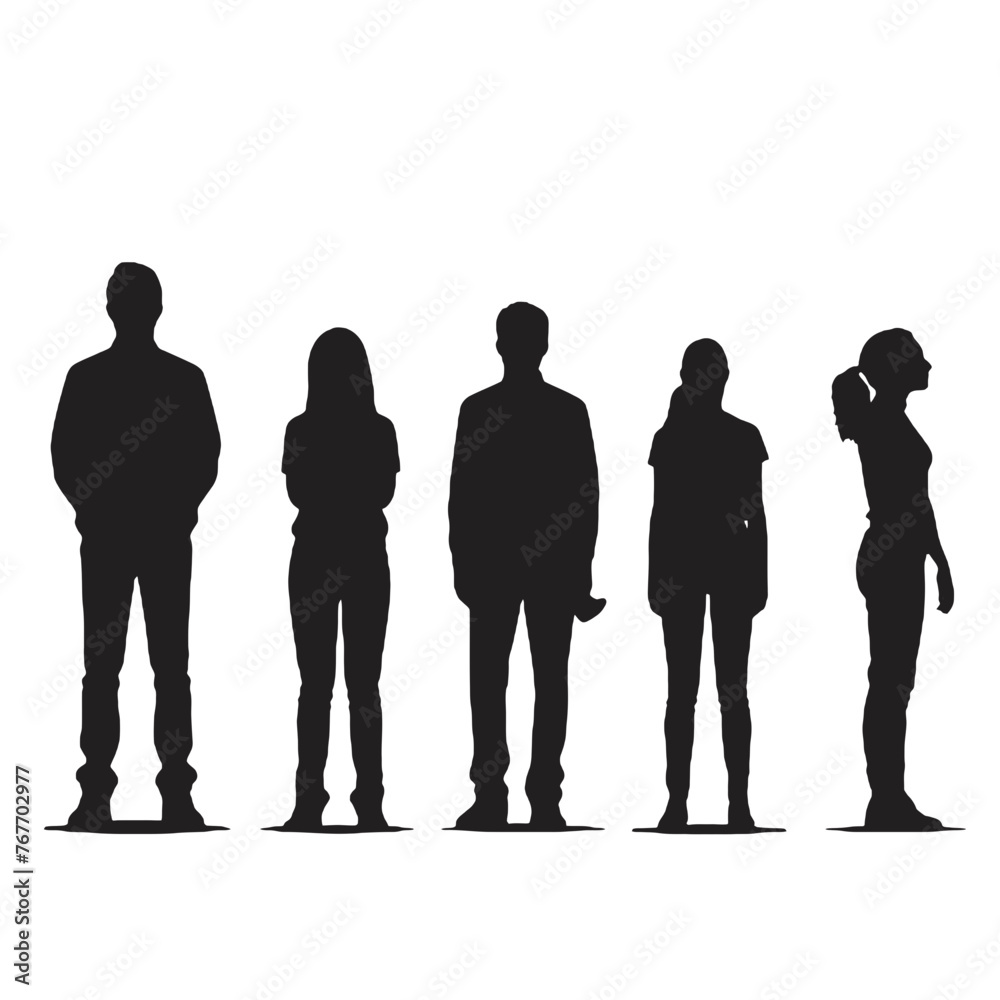 multiple business people standing silhouettes multiple business people standing silhouettes