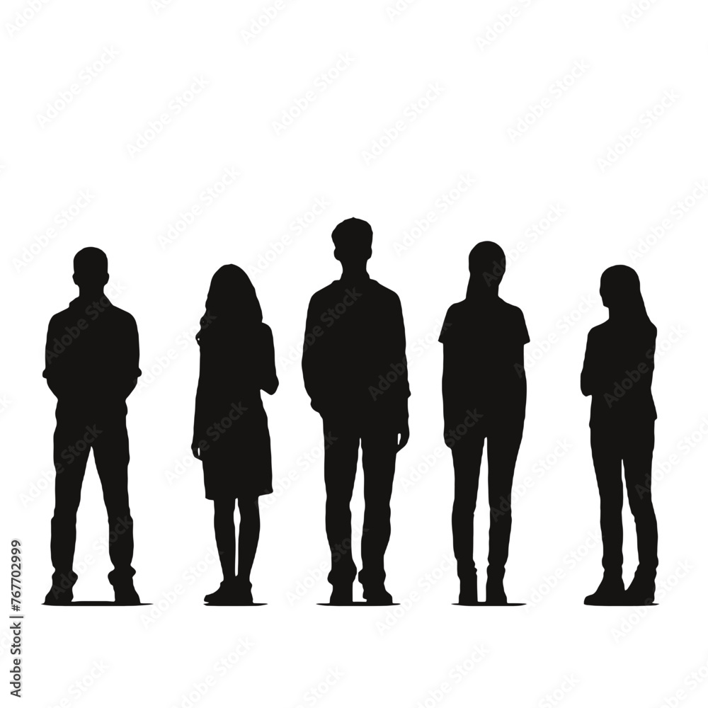 multiple business people standing silhouettes multiple business people standing silhouettes