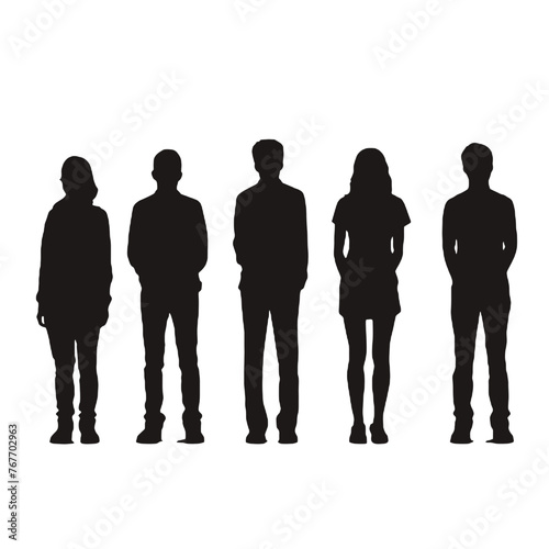 multiple business people standing silhouettes