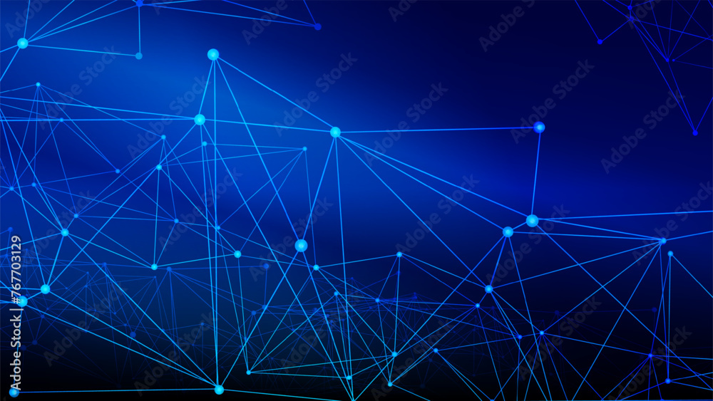 Abstract futuristic background. connected molecules shining on dark blue background. Illustration Vector design digital science technology concept
