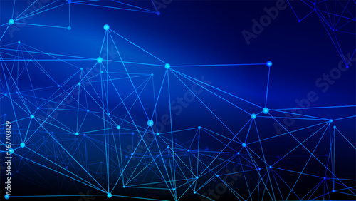 Abstract futuristic background. connected molecules shining on dark blue background. Illustration Vector design digital science technology concept