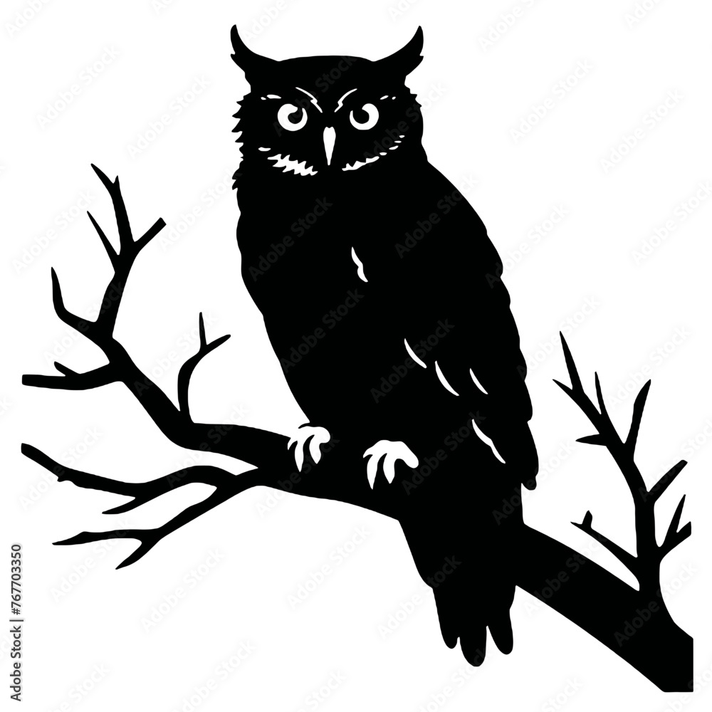 Fototapeta premium Owl silhouette, Owl mascot logo, Owl Black and White Animal Symbol Design, Bird icon.