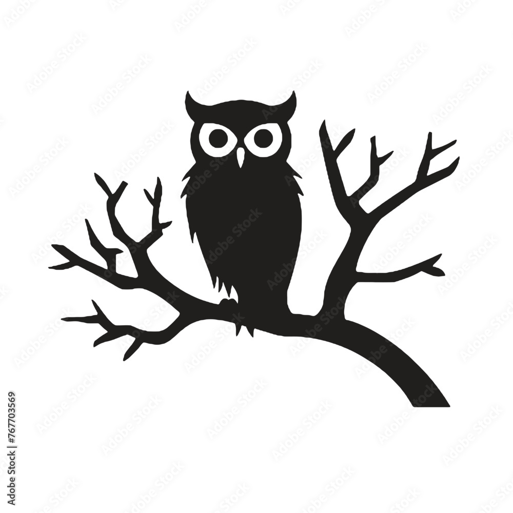 Obraz premium Owl silhouette, Owl mascot logo, Owl Black and White Animal Symbol Design, Bird icon.