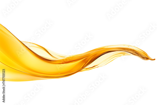 A wave of yellow liquid isolated on transparent background.