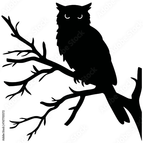 Owl silhouette, Owl mascot logo, Owl Black and White Animal Symbol Design, Bird icon.