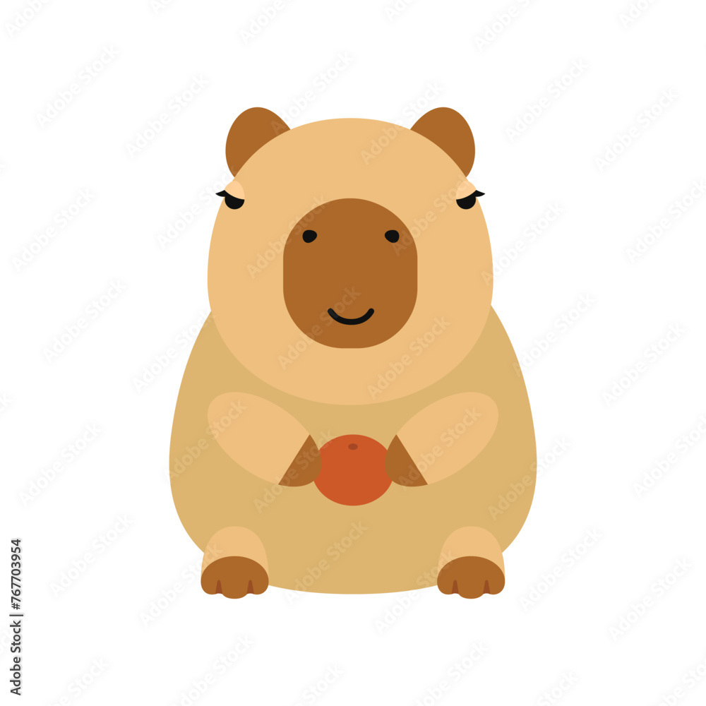 Capybara cute on a white background, vector illustration. Cutie funny capybara cartoon portrait, full face.Trendy animal. For printing on fabric, postcard, wrapping paper, kids party, baby shower,art Capybara cute on a white background, vector illustration. Cutie funny capybara cartoon portrait, full face.Trendy animal. For printing on fabric, postcard, wrapping paper, kids party, baby shower,art