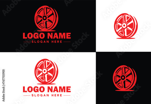 film reel logo icon vector for business brand app icon movie cinema theater video channel cinematography logo template
