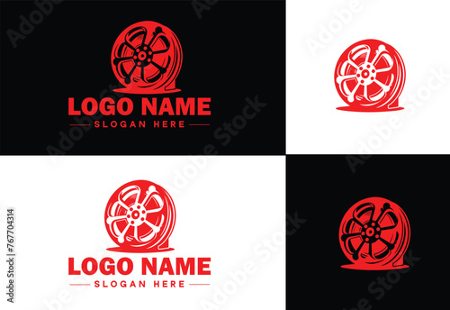 film reel logo icon vector for business brand app icon movie cinema theater video channel cinematography logo template