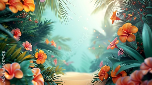 Tropical background with frangipani flowers for summer background AI generated