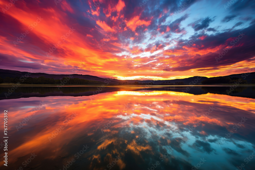 Mesmerizing Sunset Reflection in Tranquil Waters
