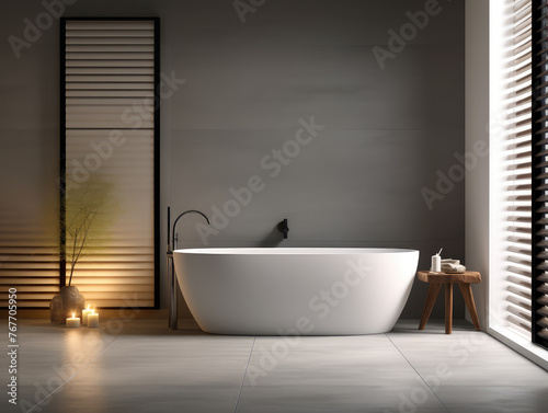 Elegant Modern Bathroom with Freestanding Bathtub Design