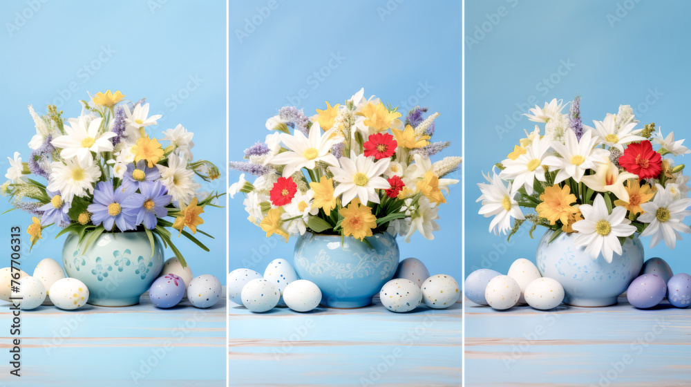 Easter decoration with flowers and eggs